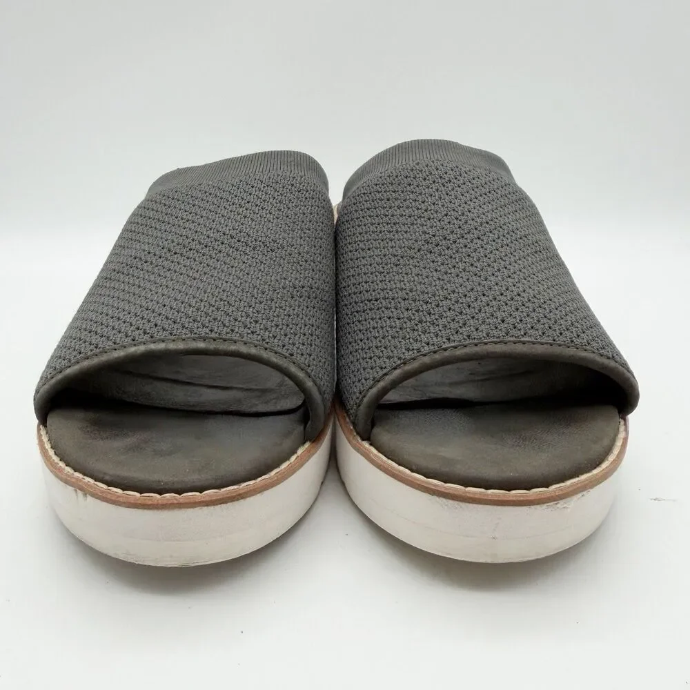 Eileen Fisher Telly Stretch Gray Knit Platform Wedge Sandals Mules Women’s 10